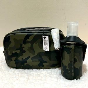 White House Black Market NEW Camouflage Cosmetic Bag with detachable bottle!